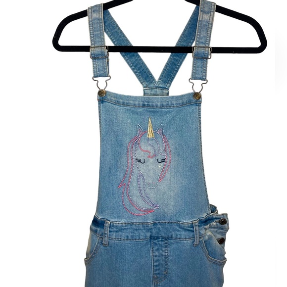 Cat & Jack Embroidered Unicorn Jean Overalls - Picture 2 of 4